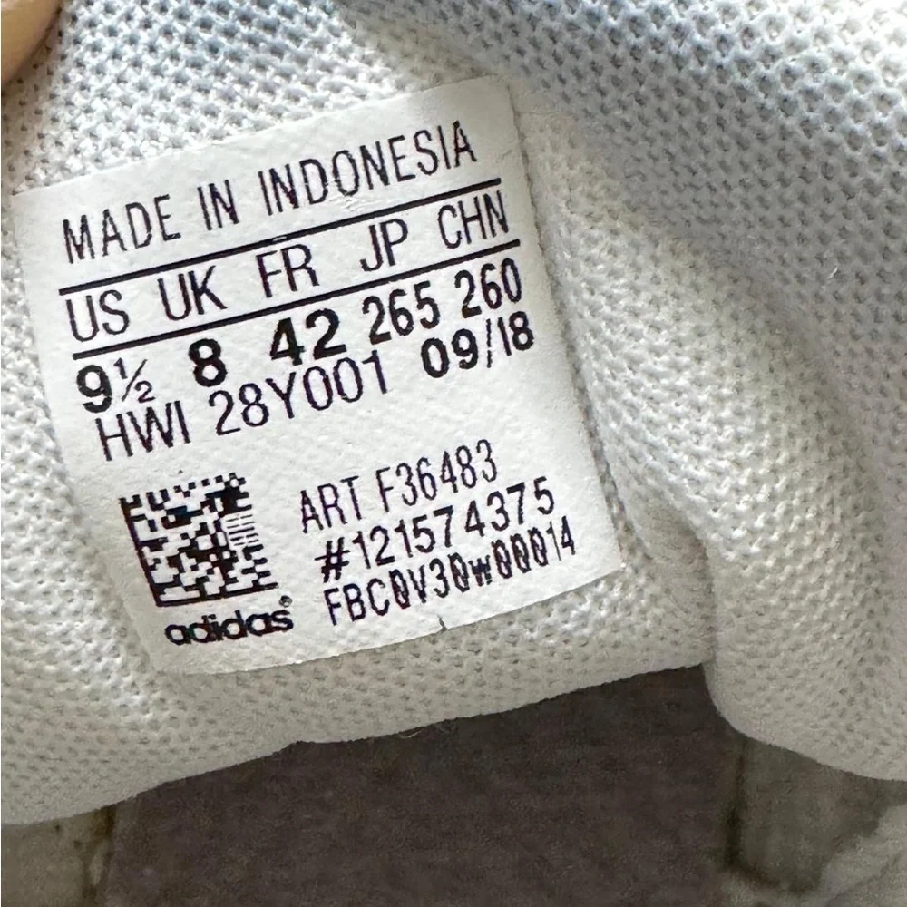 Adidas White Sneakers with Black Stripes Size 9.5‎